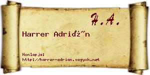 Harrer Adrián névjegykártya